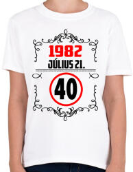 printfashion 40 születésnap évszámmal - Gyerek póló - Fehér (7423652)