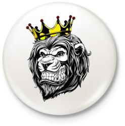 printfashion Oroszlán king - Kitűző, hűtőmágnes - Fehér (3082890)