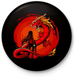 printfashion Dragon - Kitűző, hűtőmágnes - Fekete (15101492)