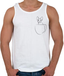 printfashion Line cat in the pocket - Férfi atléta - Fehér (7103355)