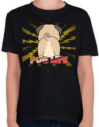 printfashion PUG LIFE 3 - Gyerek póló - Fekete (11281350)