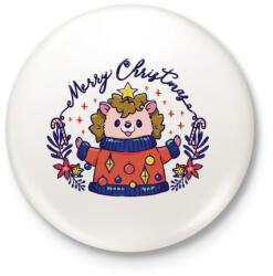 printfashion Karácsonyi süni - Kitűző, hűtőmágnes - Fehér (5543674)