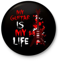 printfashion My guitar is my Life - Kitűző, hűtőmágnes - Fekete (16248513)