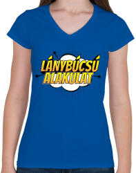 printfashion Lánybúcsú alakulat - Női V-nyakú póló - Királykék (4261857)