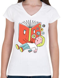printfashion Könyv - Női V-nyakú póló - Fehér (6381594)
