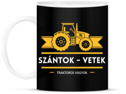 printfashion Szántok-vetek, traktoros vagyok - Bögre - Fekete (5373989)