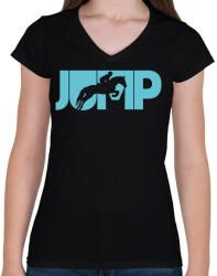 printfashion Jump - Női V-nyakú póló - Fekete (12714130)