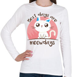printfashion Cica the best days - Női hosszú ujjú póló - Fehér (4222863)