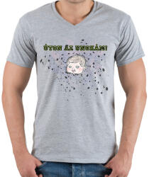 printfashion Úton az unokám! - Férfi V-nyakú póló - Sport szürke (1850881)