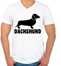 printfashion Dachshund - Férfi V-nyakú póló - Fehér (13536202)