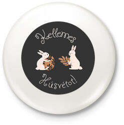 printfashion Kellemes Húsvétot - Aranyozott nyuszikkal - Kitűző, hűtőmágnes - Fehér (6335359)