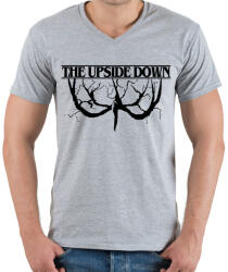 printfashion Th upside down fekete démon - Férfi V-nyakú póló - Sport szürke (4608646)