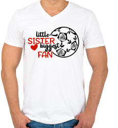 printfashion Little sister biggest fan - Férfi V-nyakú póló - Fehér (4952154)