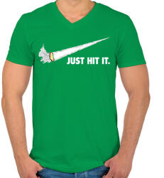 printfashion Just hit it! ! - Férfi V-nyakú póló - Zöld (2654838)