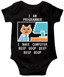 printfashion I am programmer (white) - Baba Body - Fekete (7244469)
