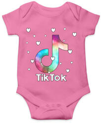 printfashion Tiktok fehér szivecskékkel - Baba Body - Rózsaszín (4596181)