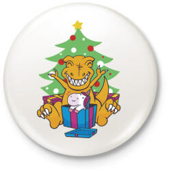 printfashion T-rex Karácsony - Kitűző, hűtőmágnes - Fehér (5638417)