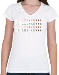 printfashion Kártya pakli - Női V-nyakú póló - Fehér (11684857)