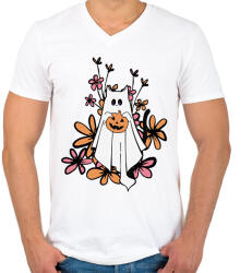 printfashion Cicás halloween - Férfi V-nyakú póló - Fehér (14461974)