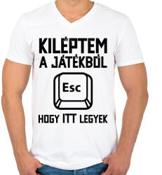 printfashion Kiléptem a játékból, hogy itt legyek - Férfi V-nyakú póló - Fehér (5784822)