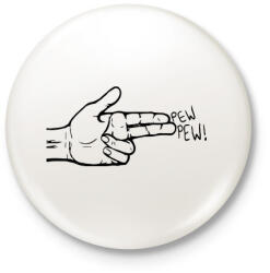 printfashion Pew Pew - Kitűző, hűtőmágnes - Fehér (3079213)