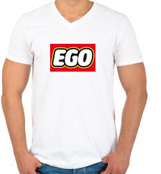 printfashion Ego - Lego - Férfi V-nyakú póló - Fehér (7327851)