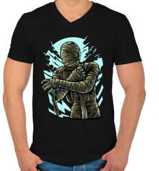 printfashion Múmia - Férfi V-nyakú póló - Fekete (326143)