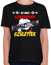printfashion Augusztusban született szuperhős - Gyerek póló - Fekete (5368260)