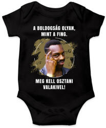 printfashion A boldogság olyan mint a fing - Baba Body - Fekete (5180616)