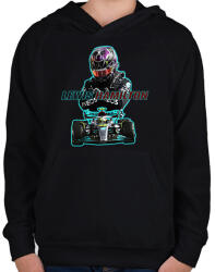 printfashion Lewis Hamilton - Gyerek kapucnis pulóver - Fekete (10903638)