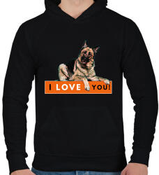 printfashion I LOVE YOU (NÉMETJUHÁSZ) - Férfi kapucnis pulóver - Fekete (1555555)