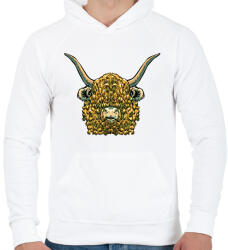 printfashion Felföldi marha - Férfi kapucnis pulóver - Fehér (7530104)