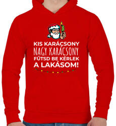 printfashion Karácsonyi rezsicsökkentés 3 - Férfi kapucnis pulóver - Piros (11116001)