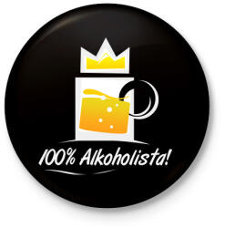 printfashion alkoholista - Kitűző, hűtőmágnes - Fekete (3100260)
