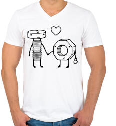 printfashion Csavar es anya páros - Férfi V-nyakú póló - Fehér (6063727)