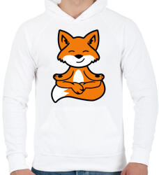 printfashion Meditáló róka - Férfi kapucnis pulóver - Fehér (5023104)