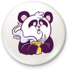 printfashion Kávézó panda - Kitűző, hűtőmágnes - Fehér (7510563)