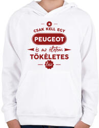 printfashion Csak kell egy Peugeot - Gyerek kapucnis pulóver - Fehér (7198697)