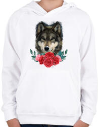 printfashion Farkas rózsával - Gyerek kapucnis pulóver - Fehér (13894668)
