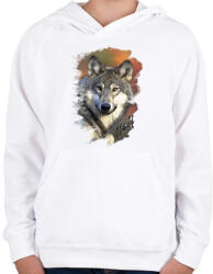 printfashion wolf - Gyerek kapucnis pulóver - Fehér (1260523)