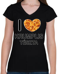 printfashion I love Krumplis tészta - Női V-nyakú póló - Fekete (11666437)