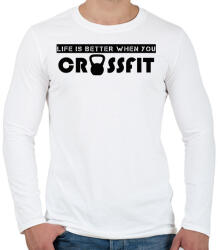 printfashion Az élet jobb - Crossfit - Férfi hosszú ujjú póló - Fehér (11719802)