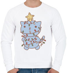 printfashion Karácsonyfa cica - Férfi pulóver - Fehér (5627915)