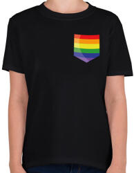 printfashion Szivárvány zseb - Gyerek póló - Fekete (10429059)