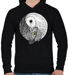 printfashion Bagoly jin jang - Férfi kapucnis pulóver - Fekete (13826622)