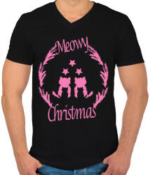 printfashion meowy pink - Férfi V-nyakú póló - Fekete (5770103)