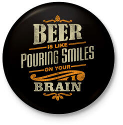 printfashion Beer Smiles - Kitűző, hűtőmágnes - Fekete (3095335)