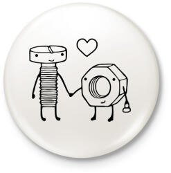 printfashion Csavar es anya páros - Kitűző, hűtőmágnes - Fehér (6064492)