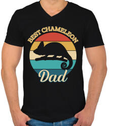 printfashion Chameleon Dad - Férfi V-nyakú póló - Fekete (10864968)