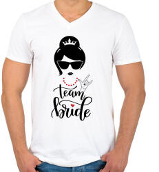printfashion Team Bride - Férfi V-nyakú póló - Fehér (12596346)
